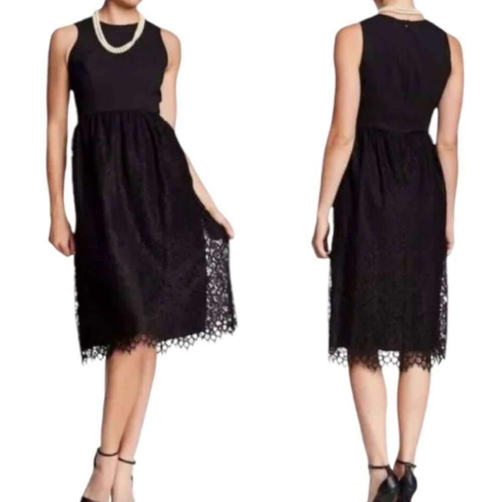Shoshanna Harlow Black Lace Sleeveless Midi dress, sz 10, lace dress prom formal - Picture 2 of 13